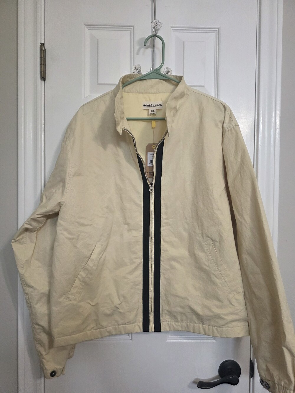 NEW Mark McNairy & Co. Cream Full-Zip Bomber Jacket Windbreaker - Size XL